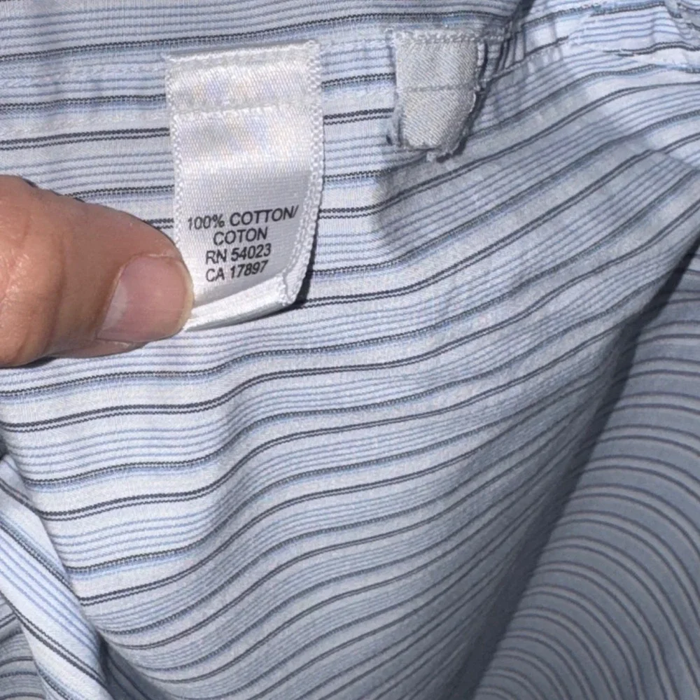 Banana Republic MensBlue White Striped Cotton Button Down Shirt 16-16.5 L 334344